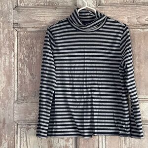 Tommy Hilfiger Black & Gray Striped Crewneck Top